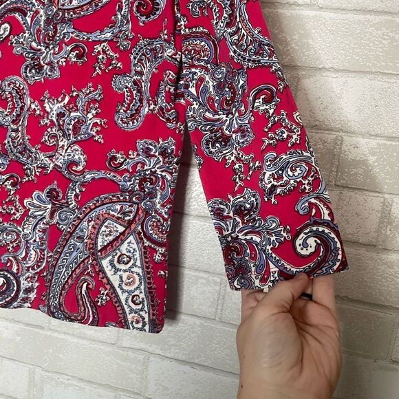 Talbots “The Talbots Tee” Paisley Printed 3/4 Sleeve Shirt 95% Cotton 5% spandex - Picture 7 of 8